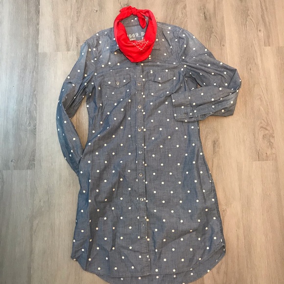 GAP Dresses & Skirts - Gap Chambray polka dot shirt dress